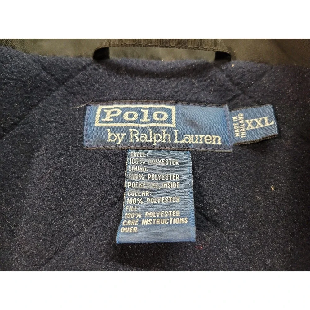Polo Ralph Lauren Jacket Mens 2XL Black Full Zip Quilted Fleece Lined Casual XXL